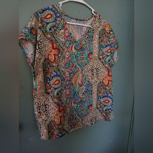 Colorful Paisley Print Blouse